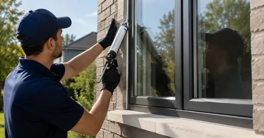 Aluminum window frame with double glazed insulated glass unit installed in a residential wall in Westmount, Oakville