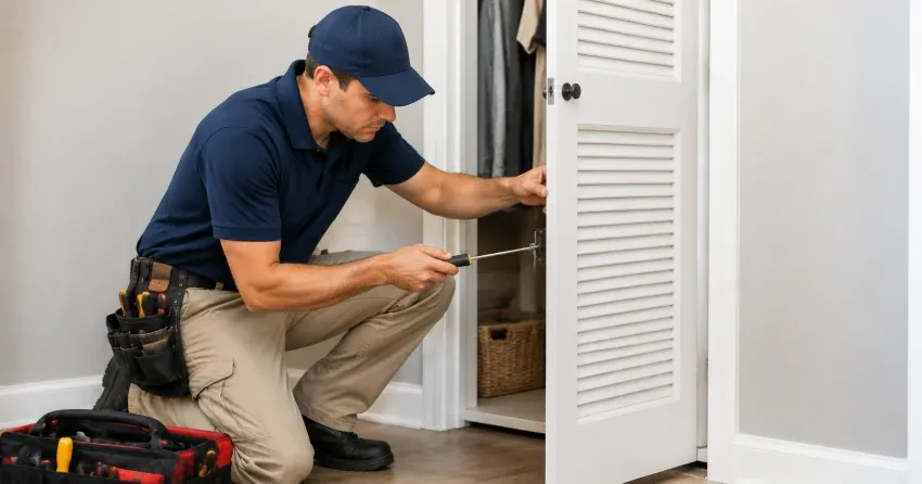 technician repairing doorbell button and wiring in Chartwell, Oakville
