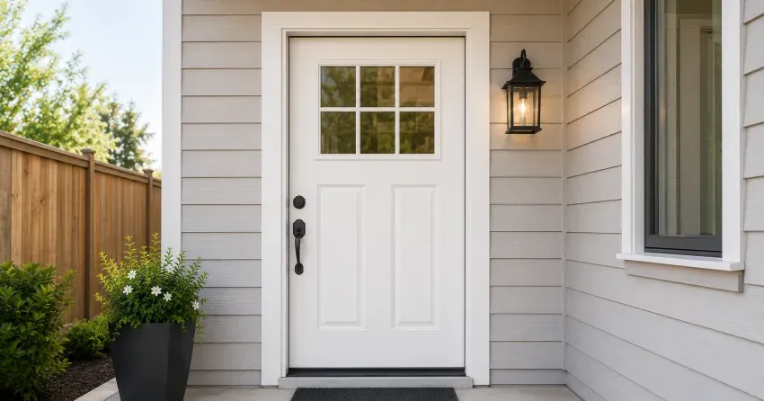 technician installing exterior door frame in Chartwell, Oakville