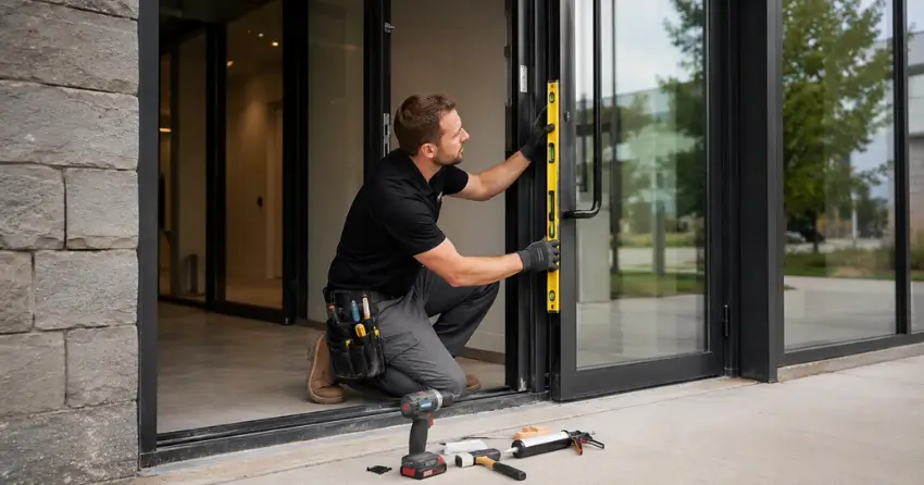 commercial glass door frame installation Bronte Creek, Oakville